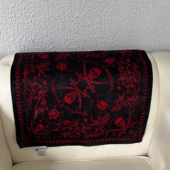 Disney Accessories - Pirates of the Caribbean Black & Red Skull Disney Scarf with Double Sided Spades